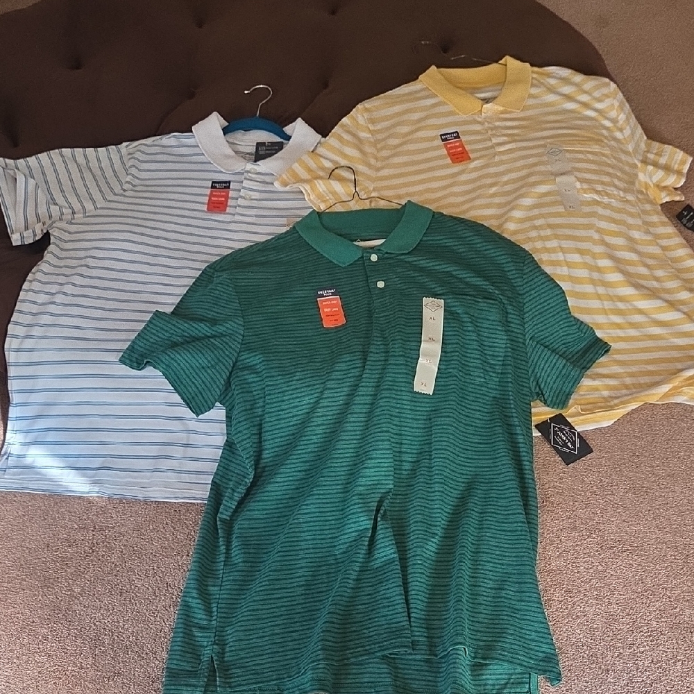 Striped Polo Shirt Collection - Green, Blue, Yellow